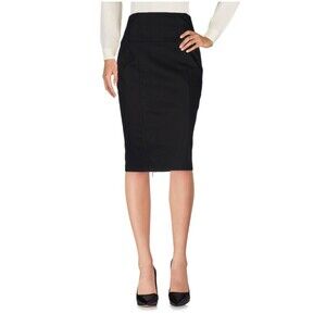 Carla Montanarini Black Cotton Blend Below Knee Pencil Skirt Size 8/IT 44